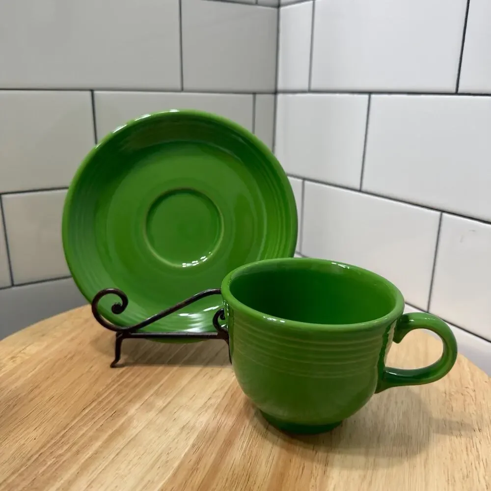 Vintage Fiesta Teacup & Saucer in Shamrock – Homer Laughlin Ceramic, Made in USA